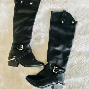 Olivia Miller Black Over the Knee Boots leather